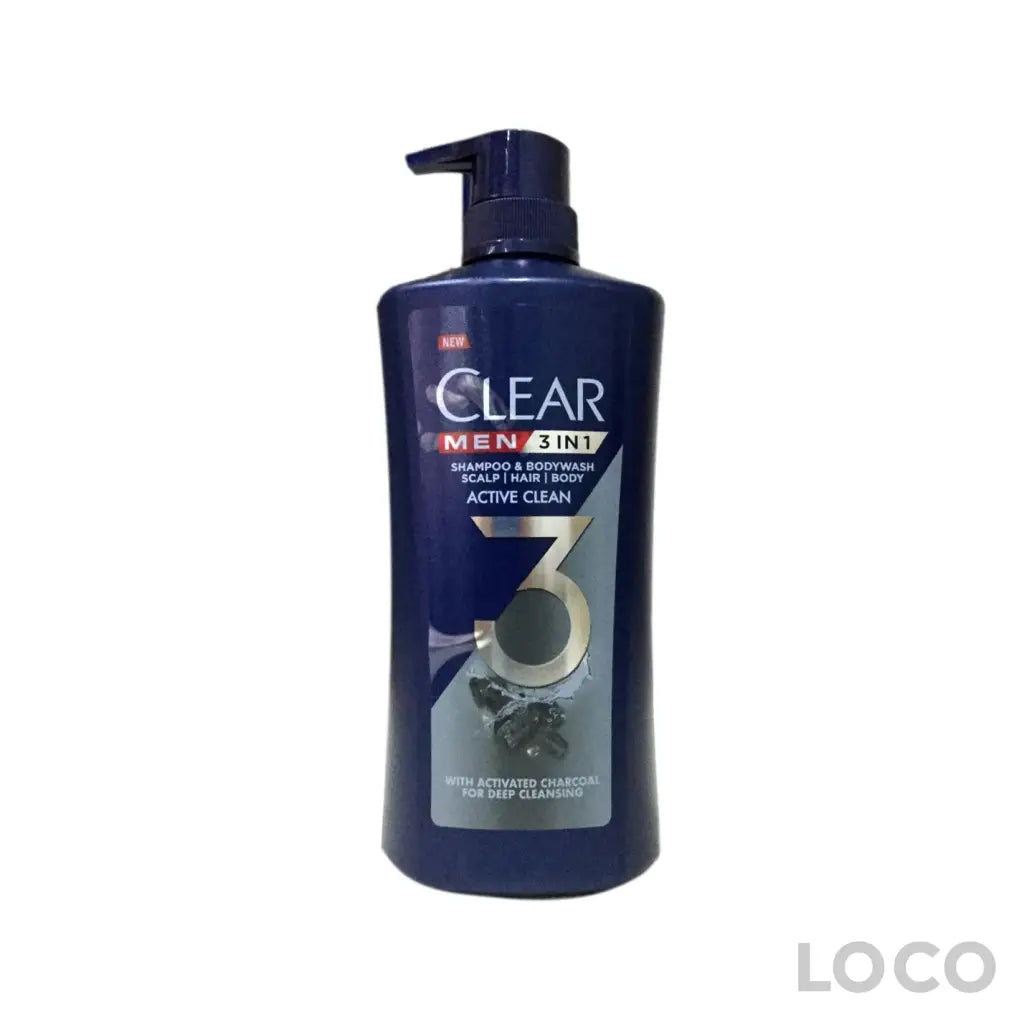 Clear Men Hair Shampoo 8X618ml - Active Clean 3In1 - Hair